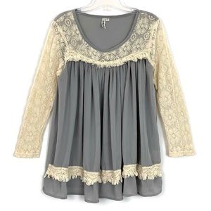 Journey Five laced ruffled boho blouse